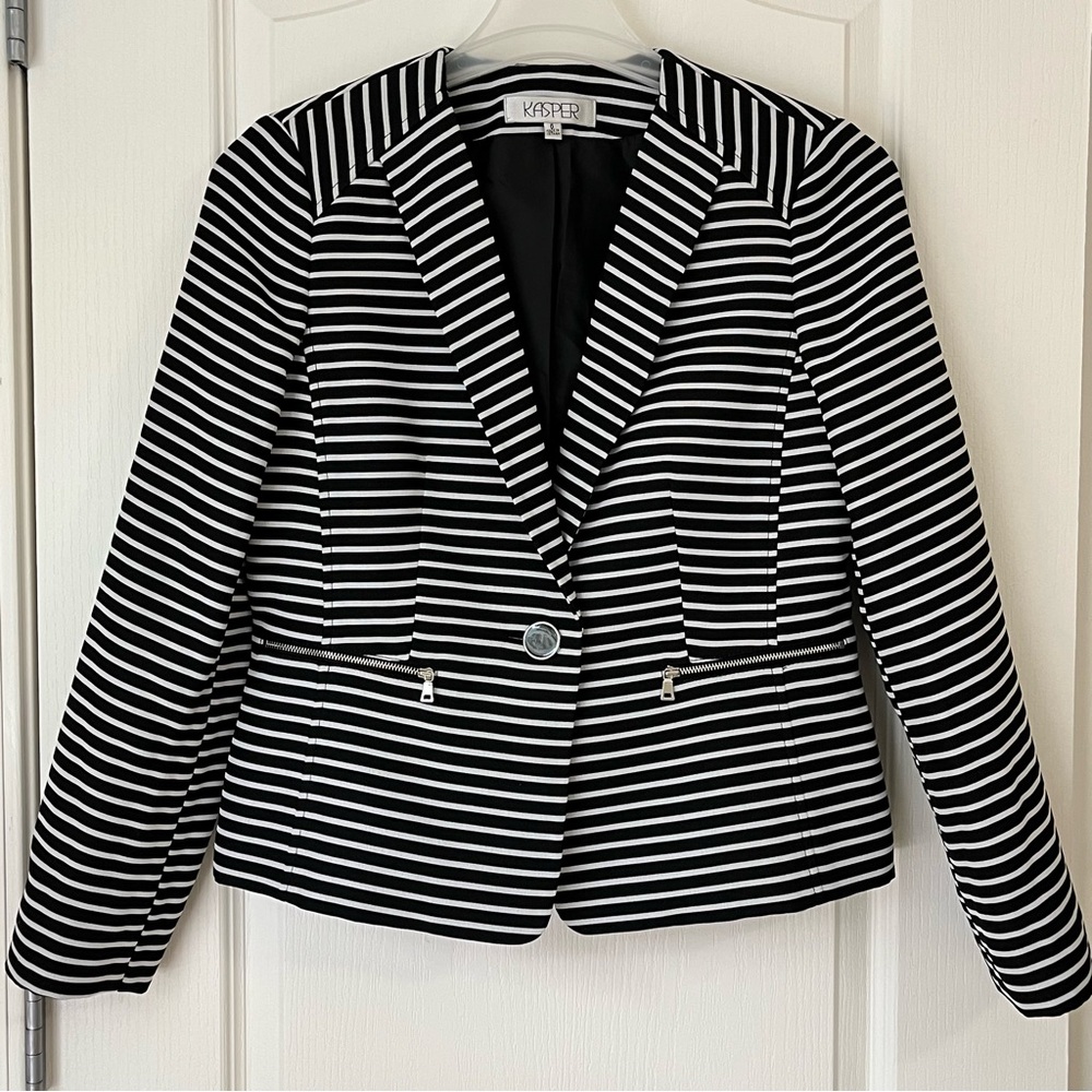 Kasper Navy Blue Stripe Blazer Women’s Size 6